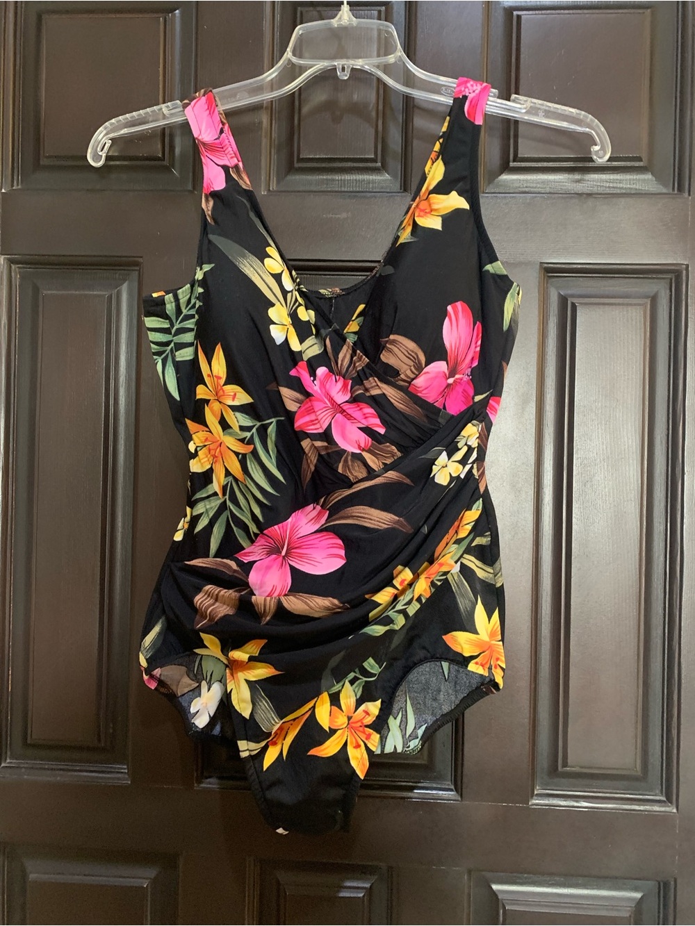 Miraclesuit Black Floral One-Piece Swimsuit with Pink & Yellow Flowers
